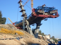 Erection Machine on Pylon 1 at the Wadi-Abloun-Stay-Cable-Bridge in Jordan / Amman